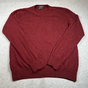 Mantovani Studio 100% Cashmere Sweater Mens L Red Made in Italy Pullover NOTE